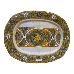 Italian Hand-Painted Oval Ceramic Wall Plate, Decorative Artistic Potter Plate