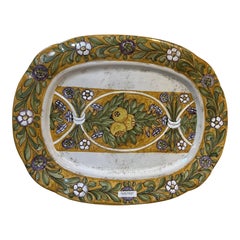 Italian Hand-Painted Oval Ceramic Wall Plate, Decorative Artistic Potter Plate