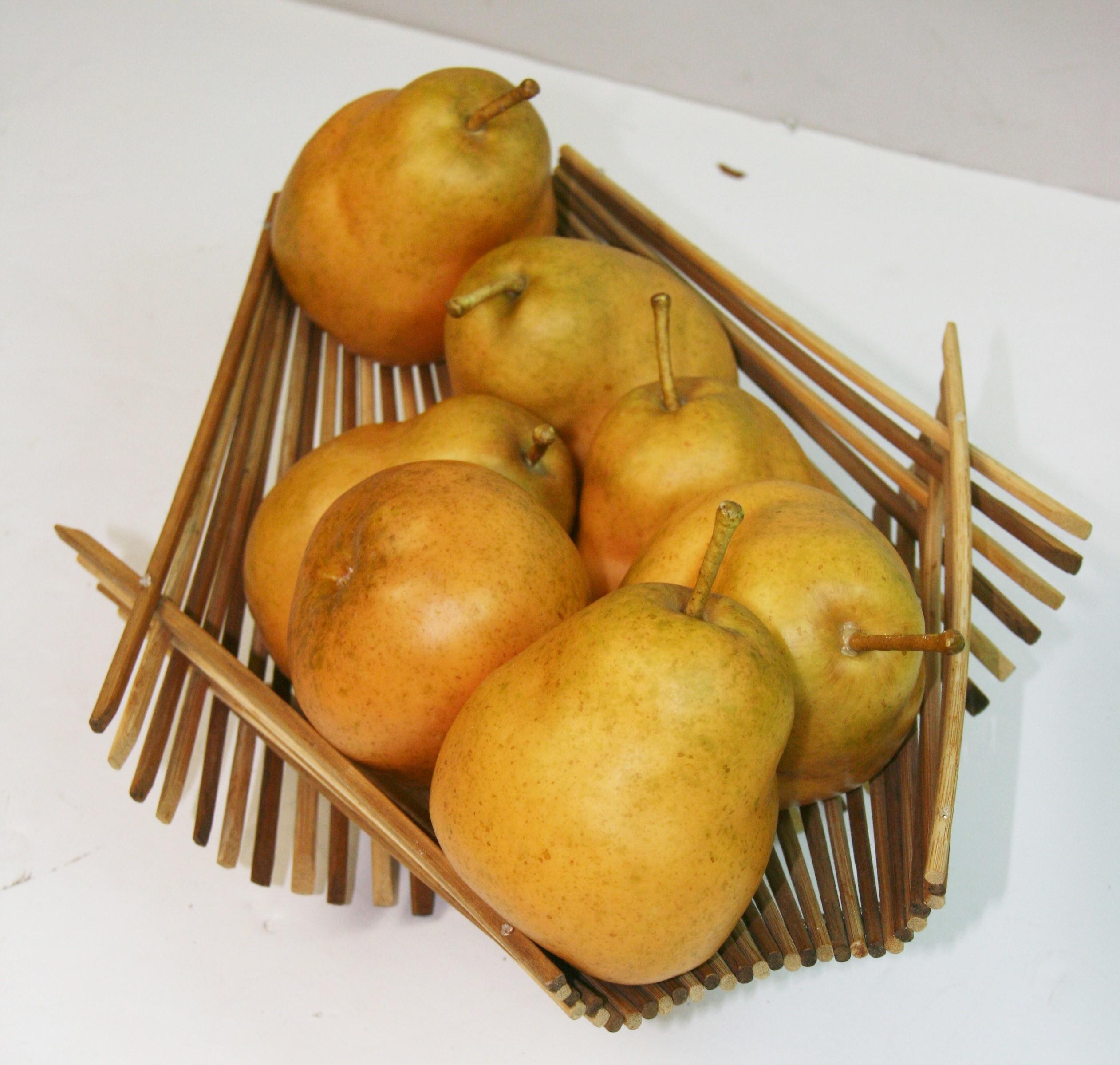 Ceramic Italian Hand Painted Pairs set in A Foldible Basket For Sale