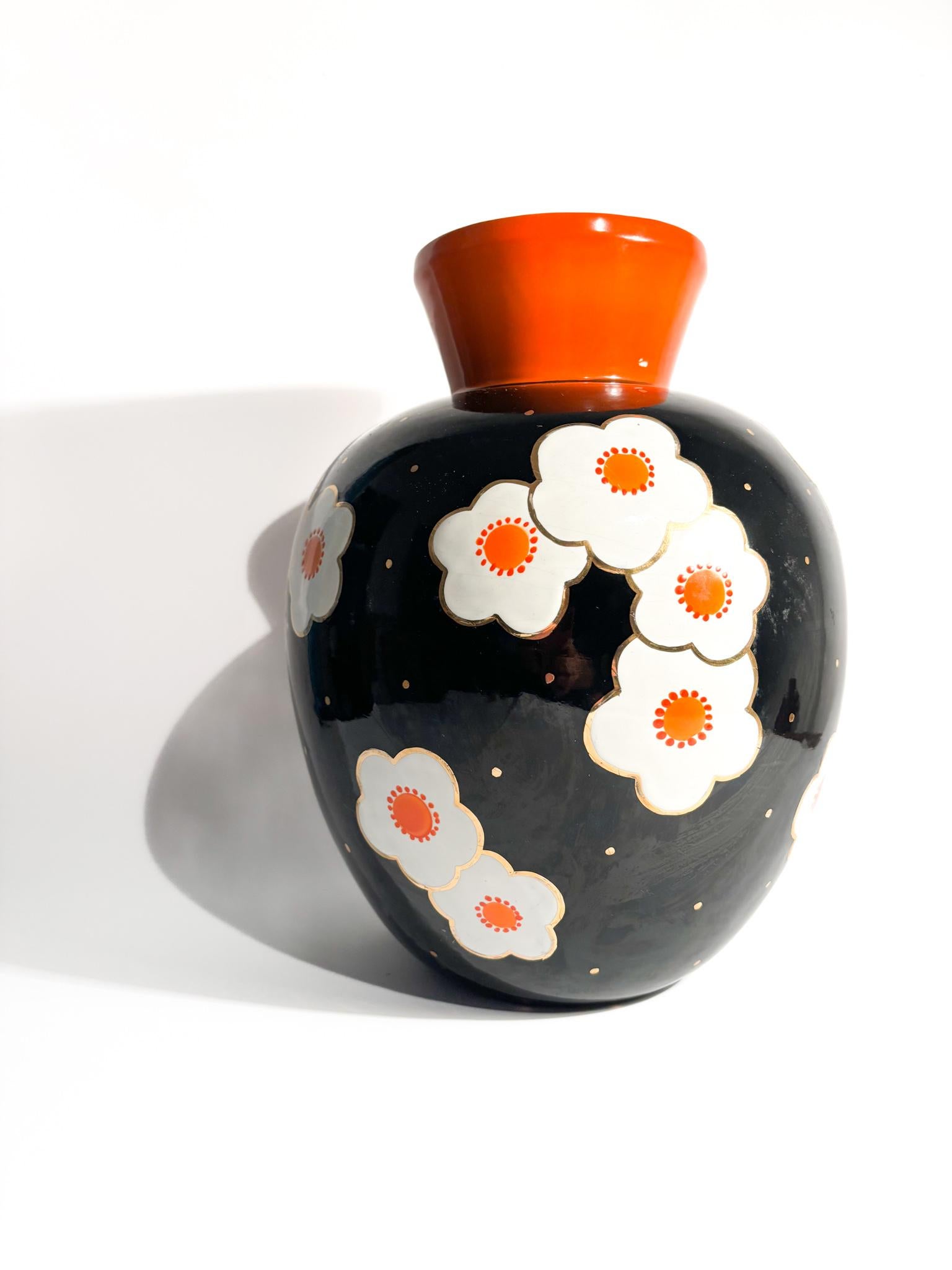 Mid-20th Century Italian Hand-Painted Perugia Ceramic Vase from the 1950s