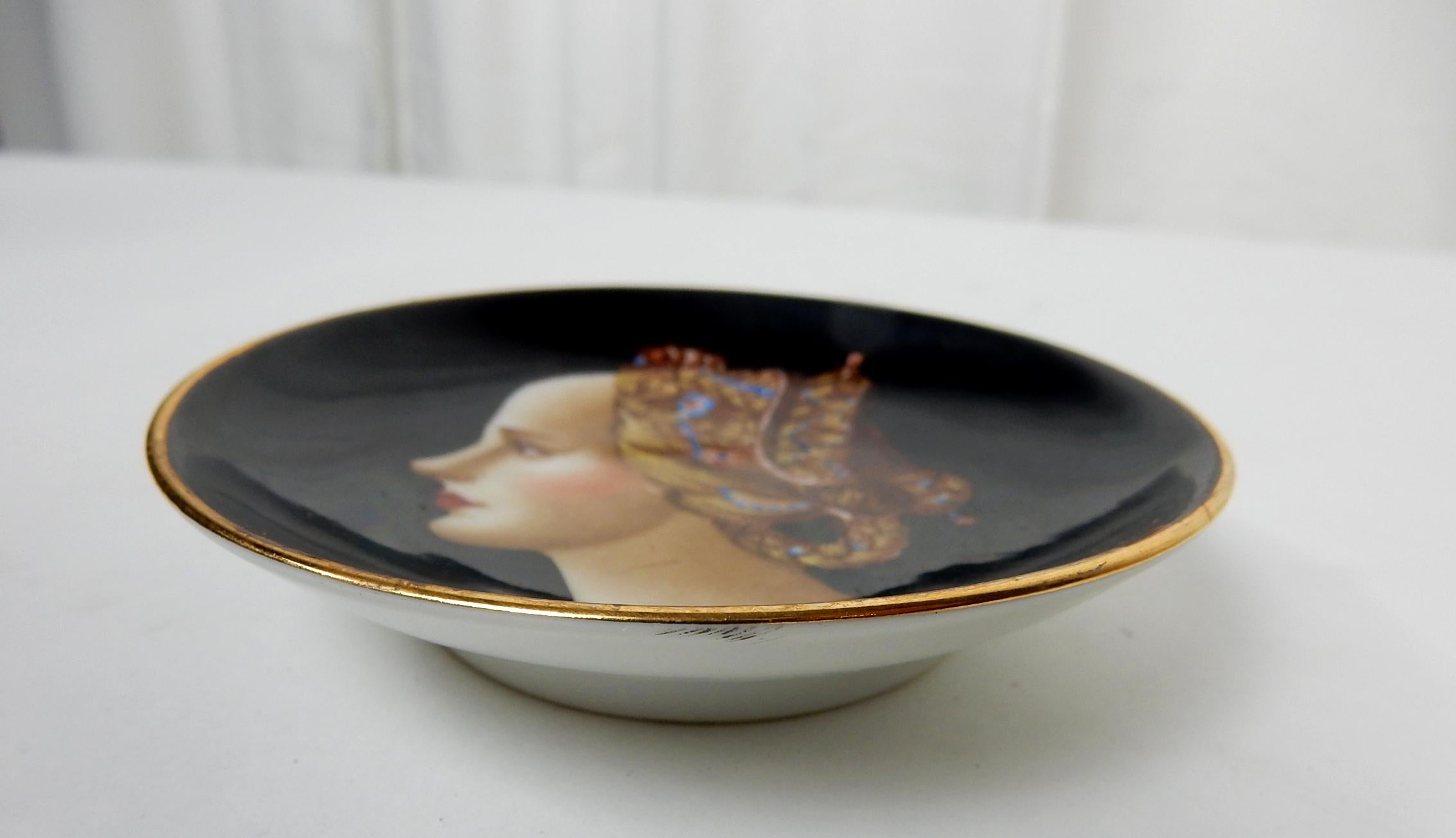 Italian Hand Painted Porcelain Renaissance Portrait Drink Coasters 16 3