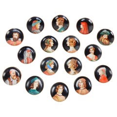 Italian Hand Painted Porcelain Renaissance Portrait Drink Coasters 16