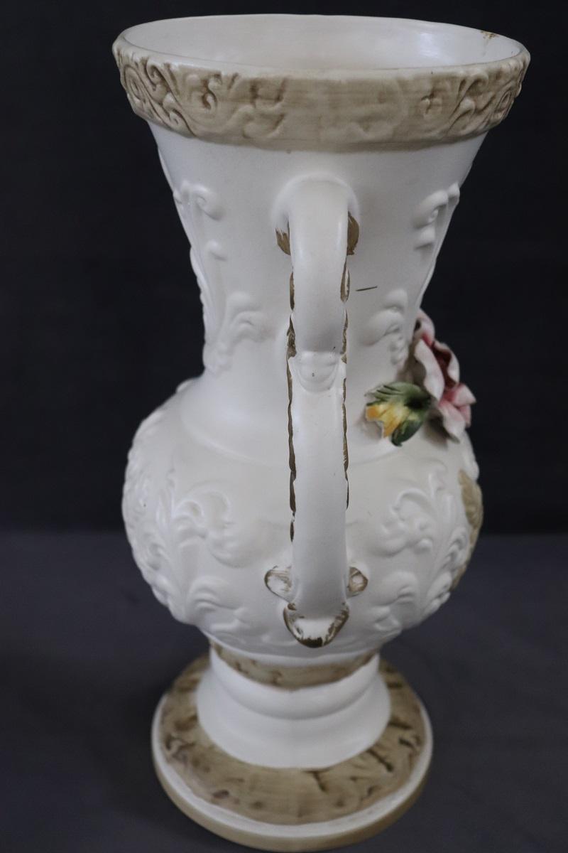 Italian Hand Painted Porcelain Vase by Capodimonte For Sale 4