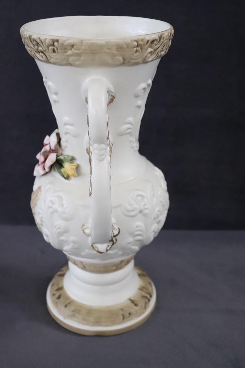 Late 20th Century Italian Hand Painted Porcelain Vase by Capodimonte For Sale