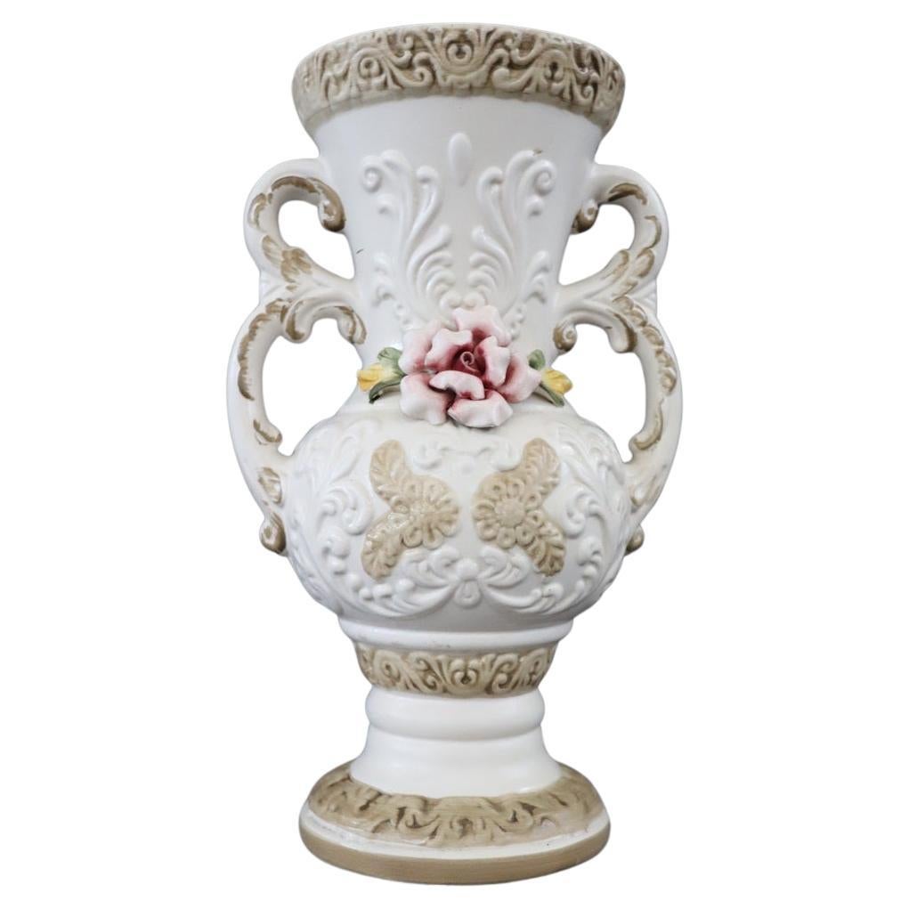 Italian Hand Painted Porcelain Vase by Capodimonte For Sale