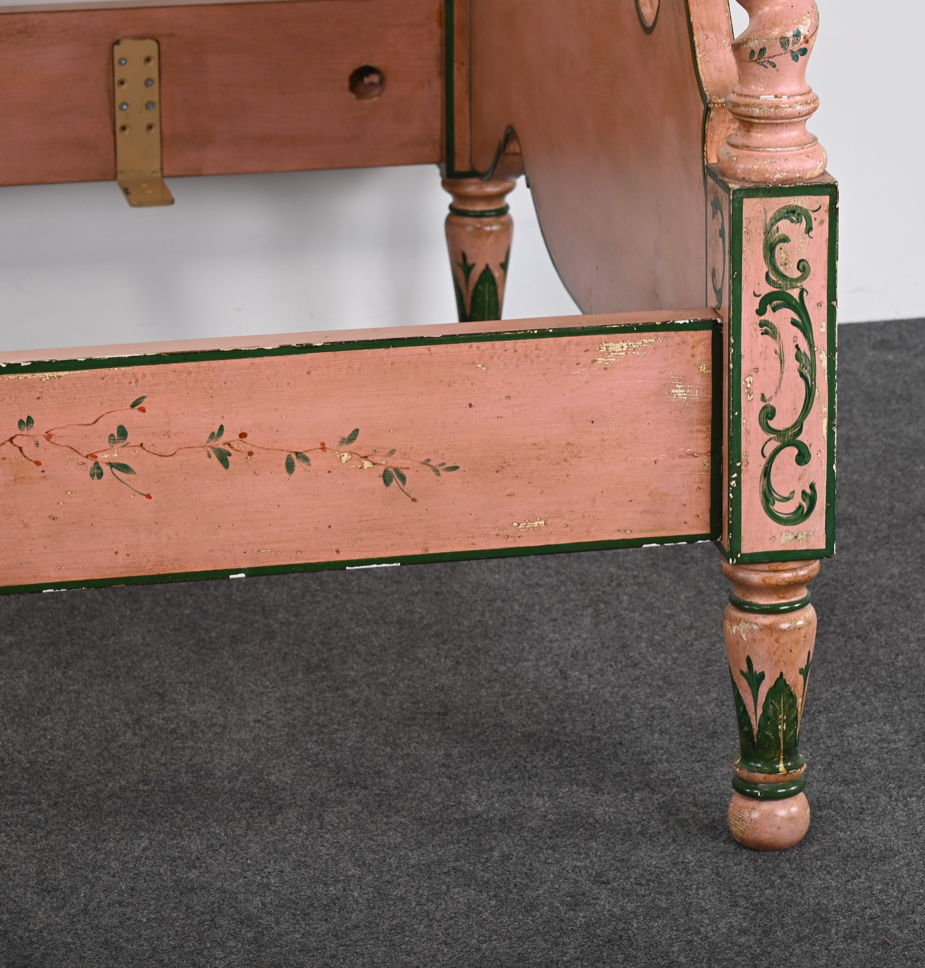 Italian Hand Painted Poster Bed by Patina Furniture Company, 1980s at