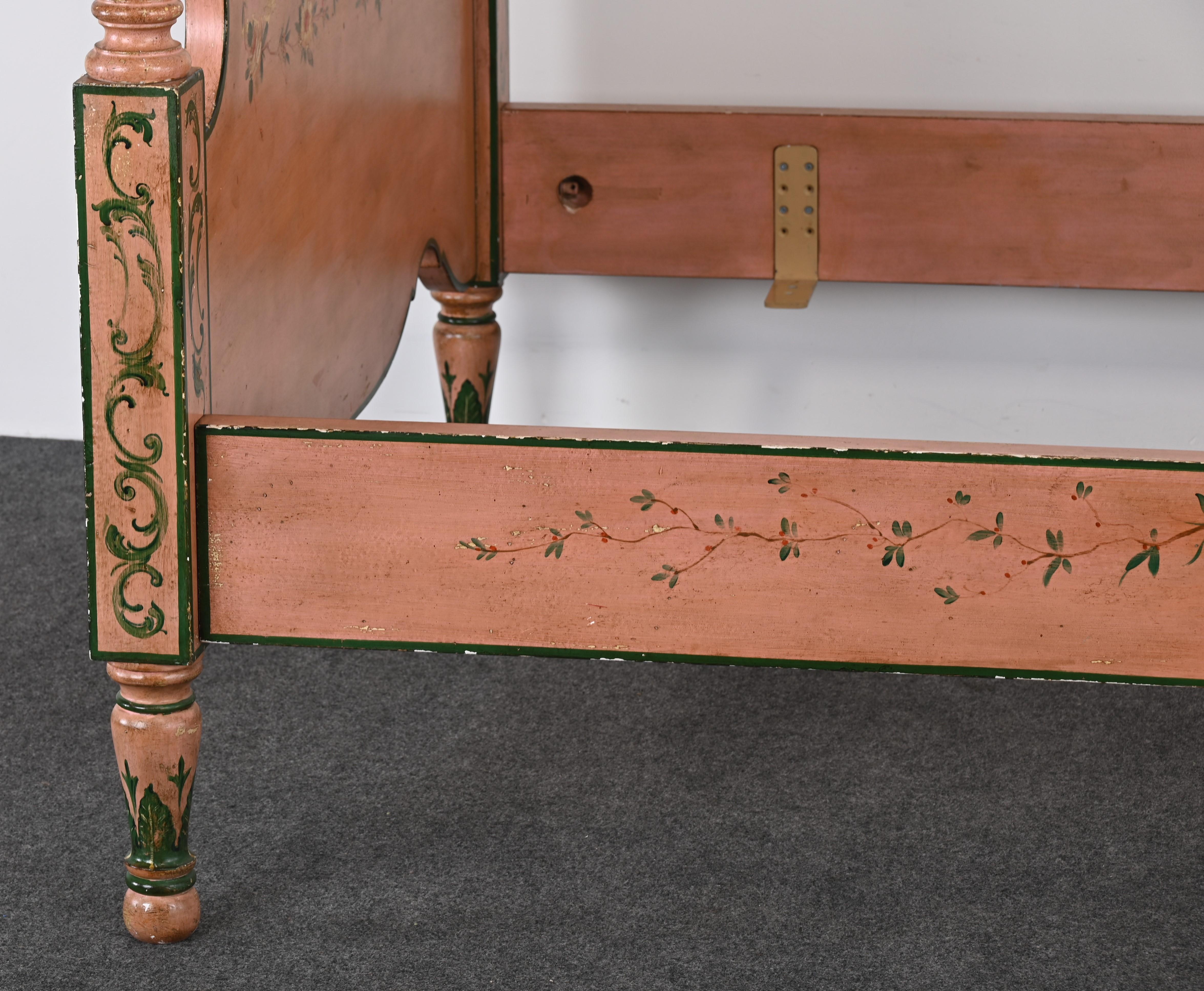 Italian Hand Painted Poster Bed by Patina Furniture Company, 1980s at