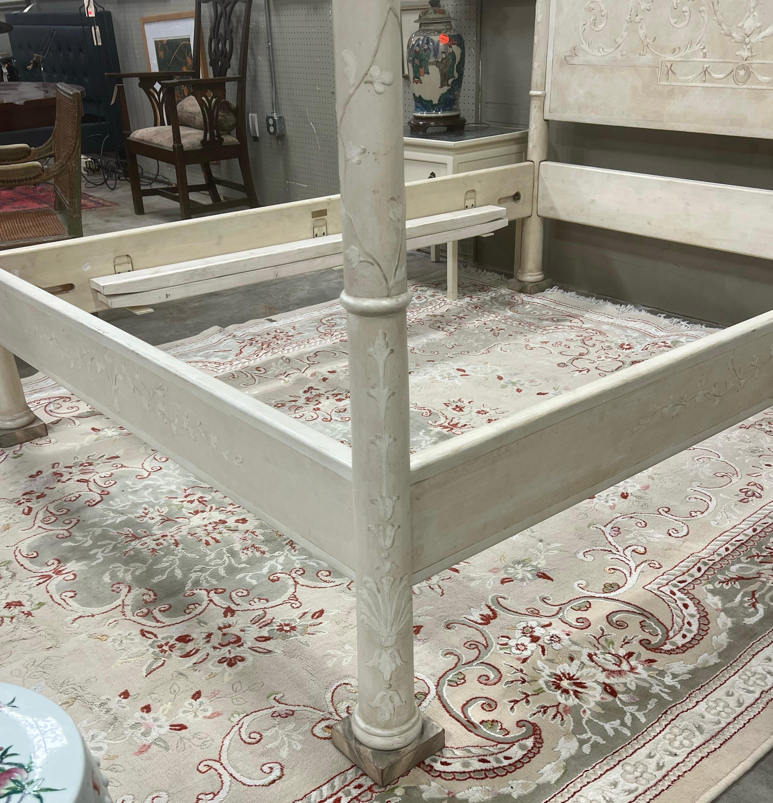 Italian Hand Painted Regency Style Queen Bed W/ Palm Fronds By Patina For Sale 2