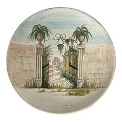Italian Hand-Painted Round Ceramic Wall Plate, Decorative Art Pottery Plate