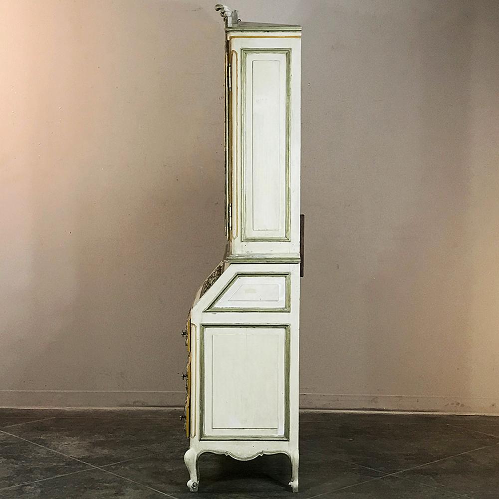Baroque Revival Italian Hand Painted Secretary, Bookcase from Piemonte, Italy For Sale