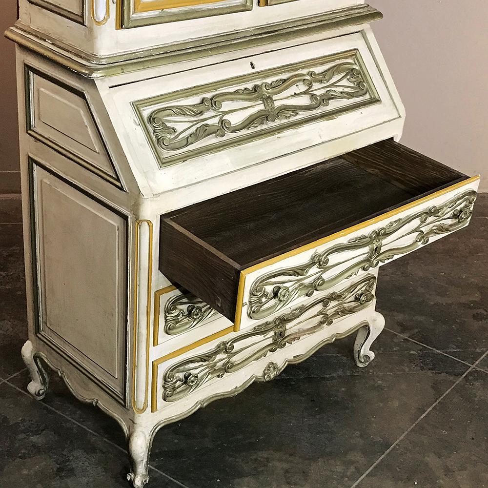 Italian Hand Painted Secretary, Bookcase from Piemonte, Italy For Sale 1