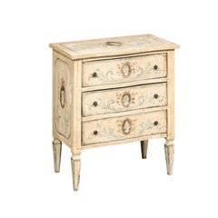 Italian Hand-Painted Serpentine 3-Drawer Side Chest, Mid 20th C.