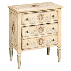 Italian Hand-Painted Serpentine 3-Drawer Side Chest, Mid 20th C.