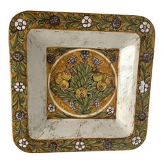 Italian Hand-Painted Square Ceramic Decorative Wall Plate