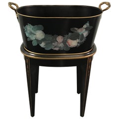 Italian Hand Painted Tole Planter on Stand
