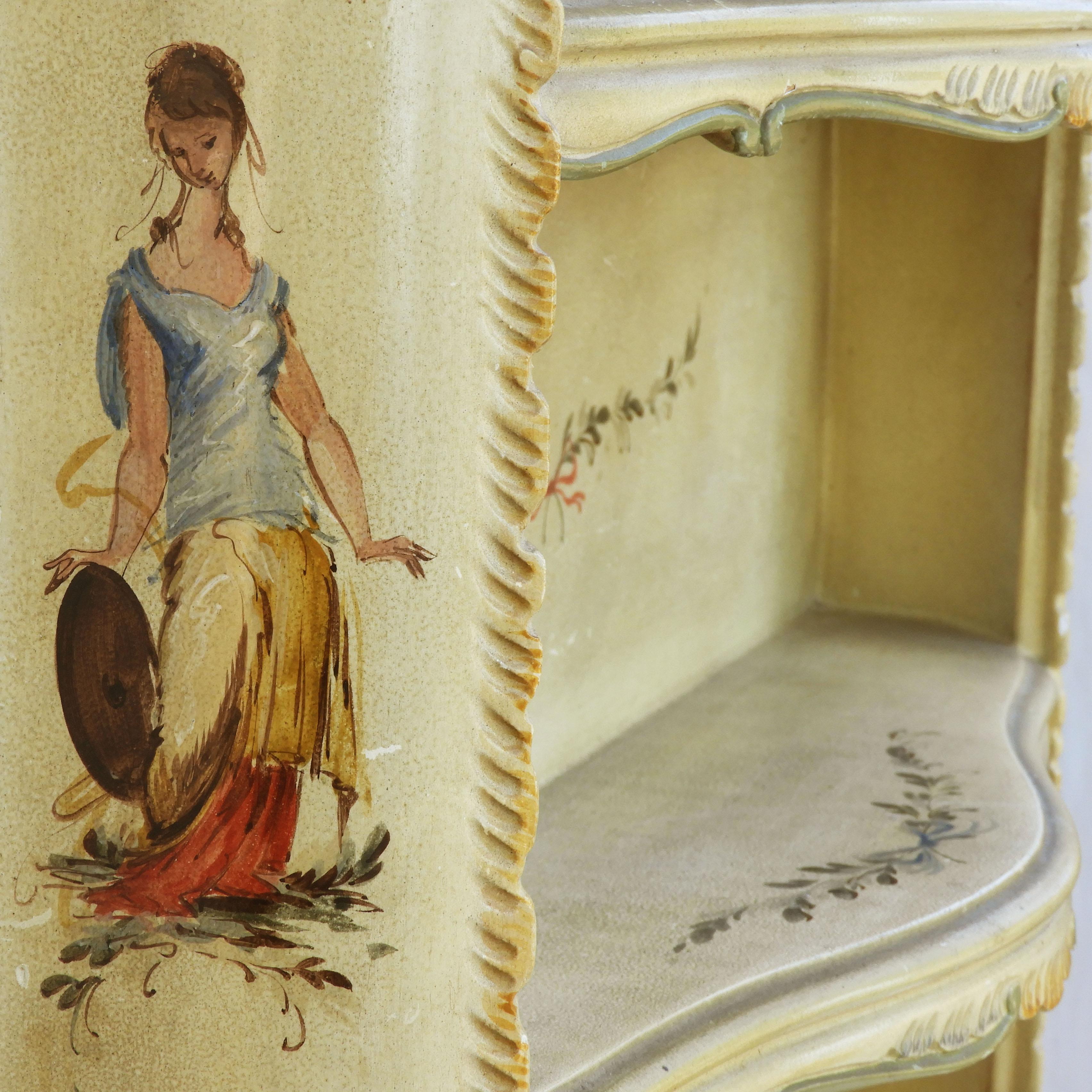 Neoclassical Italian Hand Painted Venetian Style Wall Shelf c1960 