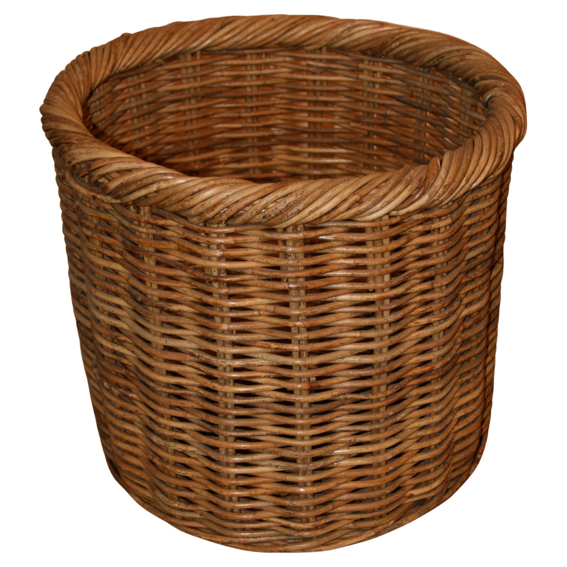 Italian Hand Woven Plant Holder/Waste Basket For Sale