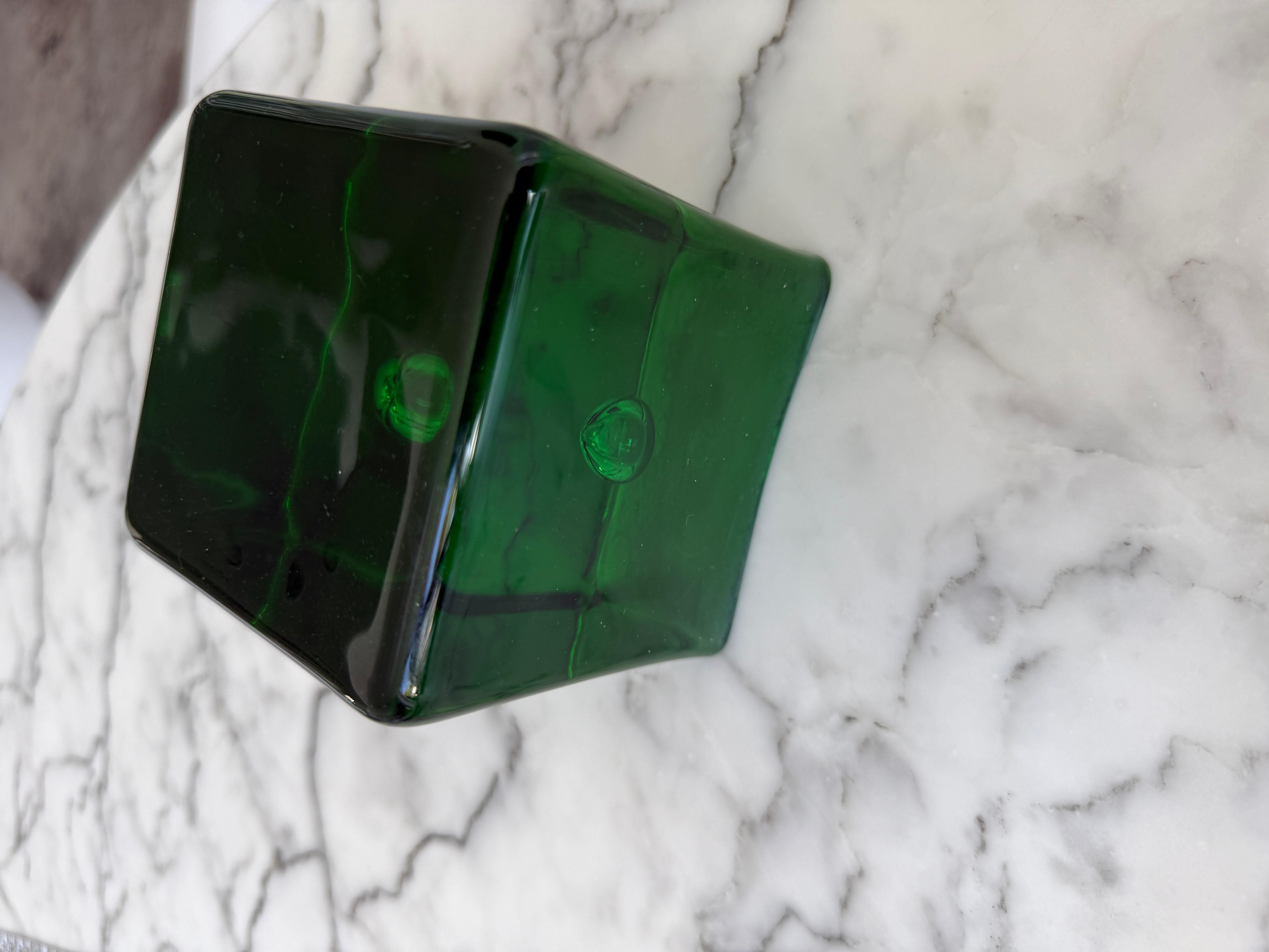 Modern Italian Handblown Glass Cube For Sale