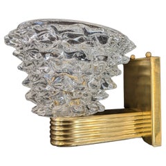 Italian Handblown Glass Sconce with Brass Base
