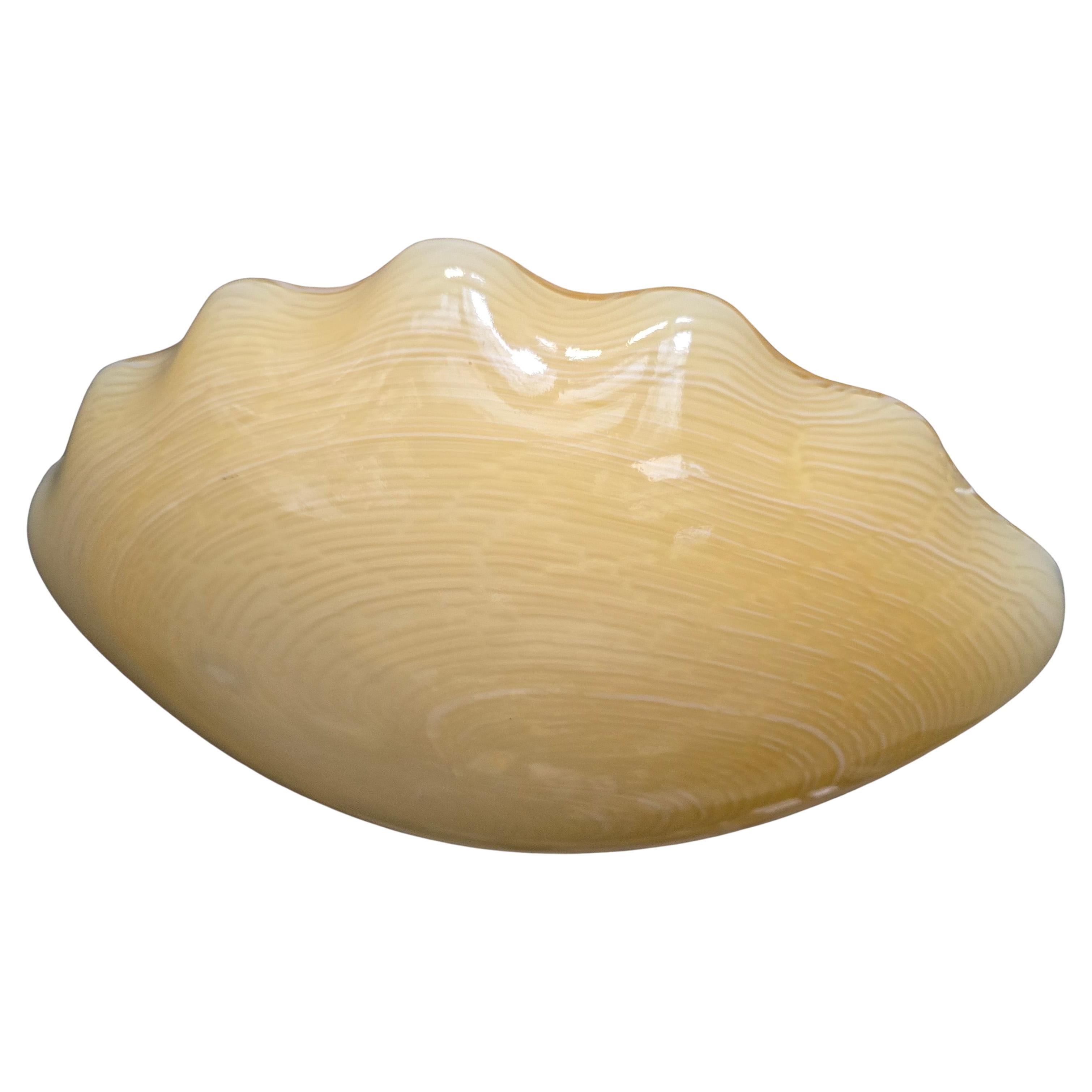 Italian Handblown Murano-Style Flush Mount in Shell Form, 1960s