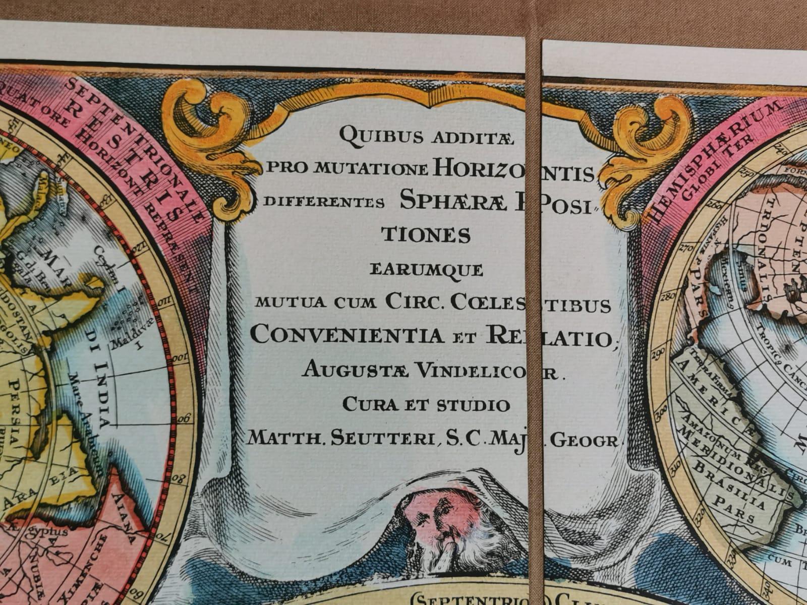 Italian Handcolored Old Map Reproduction Printed on Rough Canvas In New Condition In Scandicci, Florence