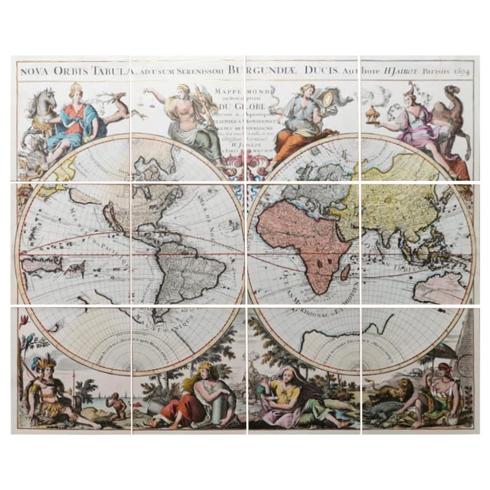 Italian Handcolored Old Map Reproduction Printed on Rough Canvas