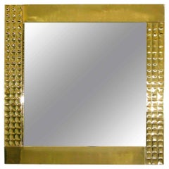1970s Italian Vintage Handcrafted Brass Mirrors with Gold Jewel-Like Detail