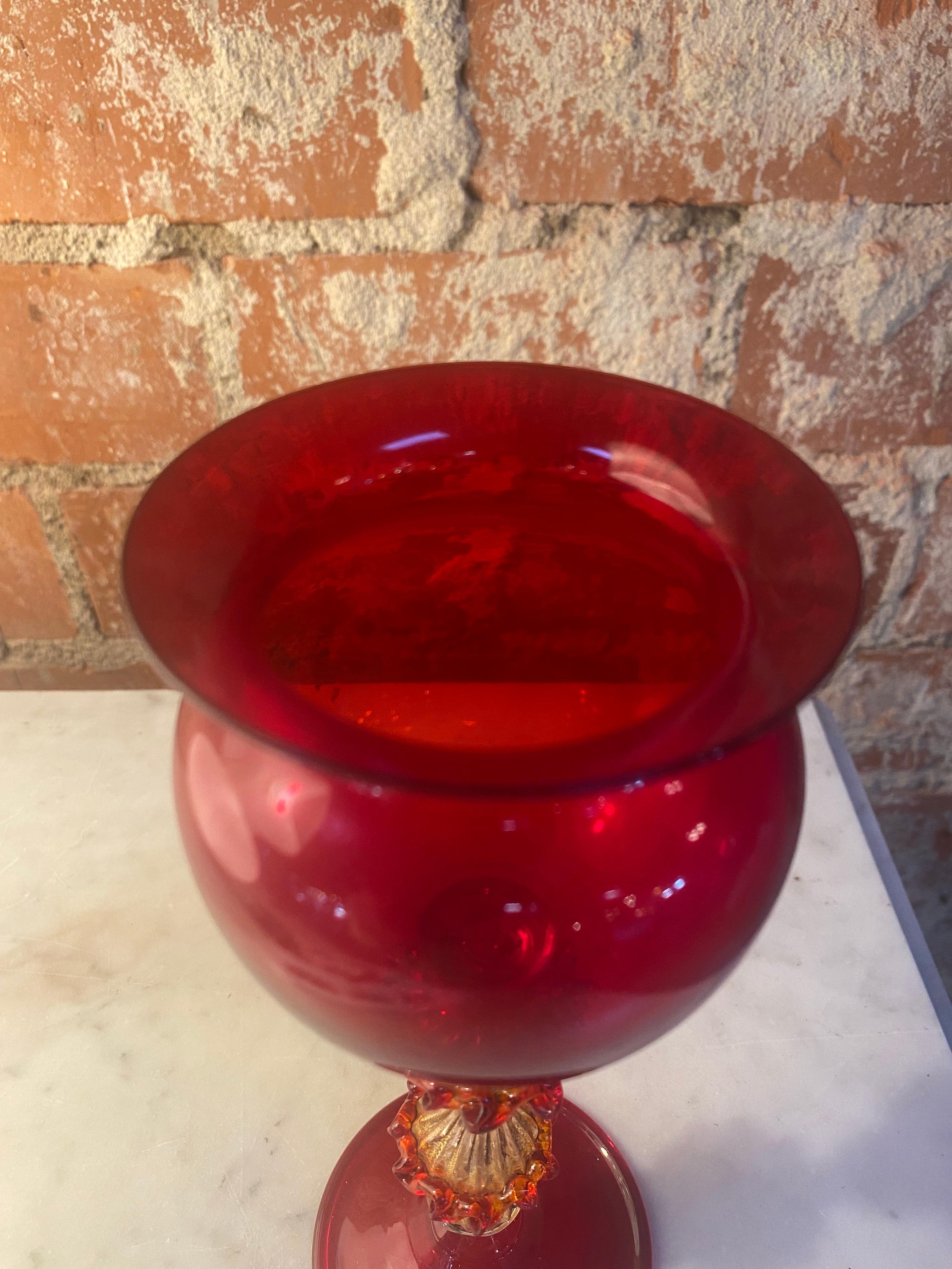 Mid-Century Modern Italian Handcrafted Chalice in Blown Murano Glass 1970 For Sale