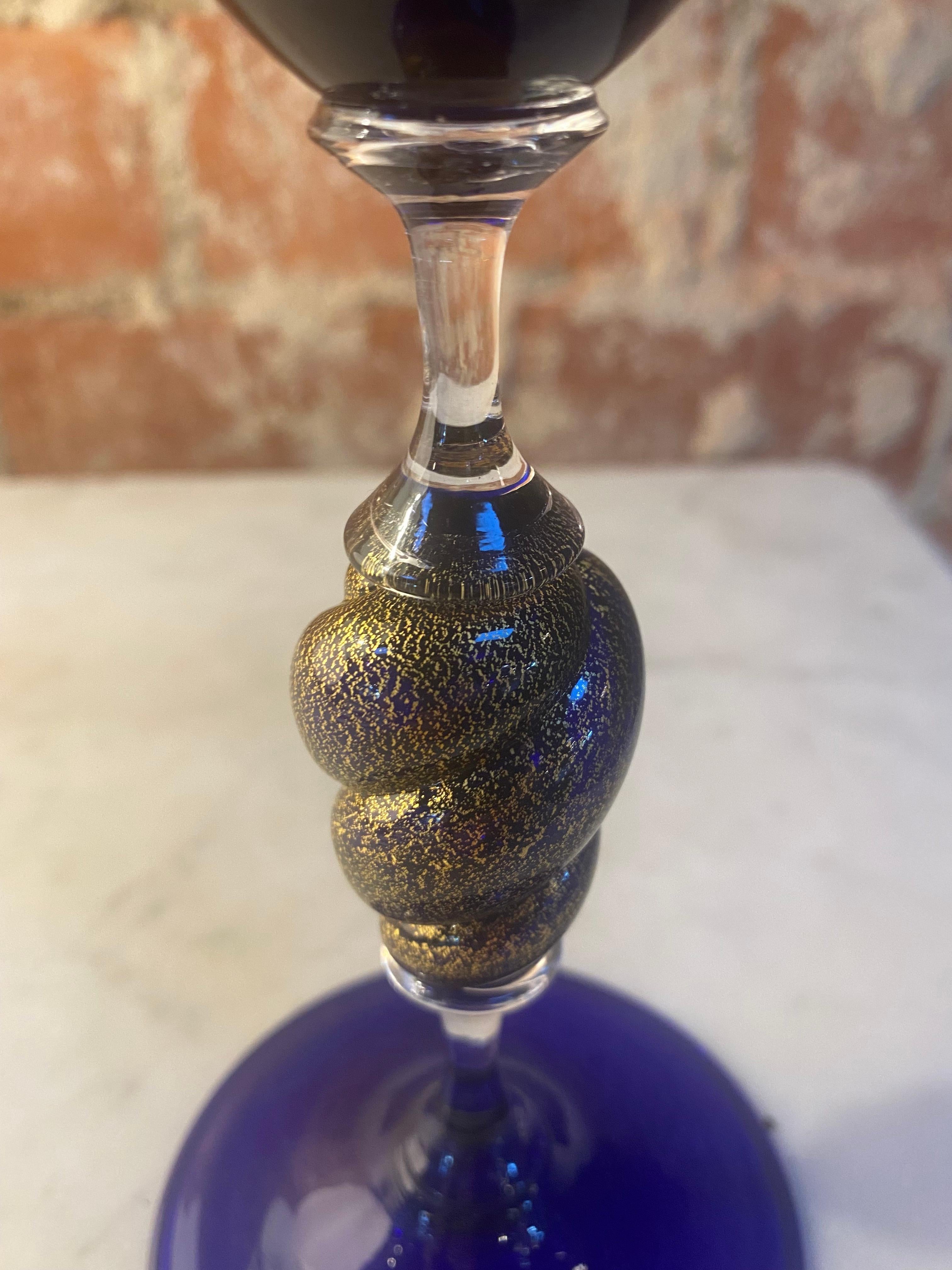 Italian Handcrafted Chalice in Blown Murano Glass, 1970 In Good Condition For Sale In Los Angeles, CA