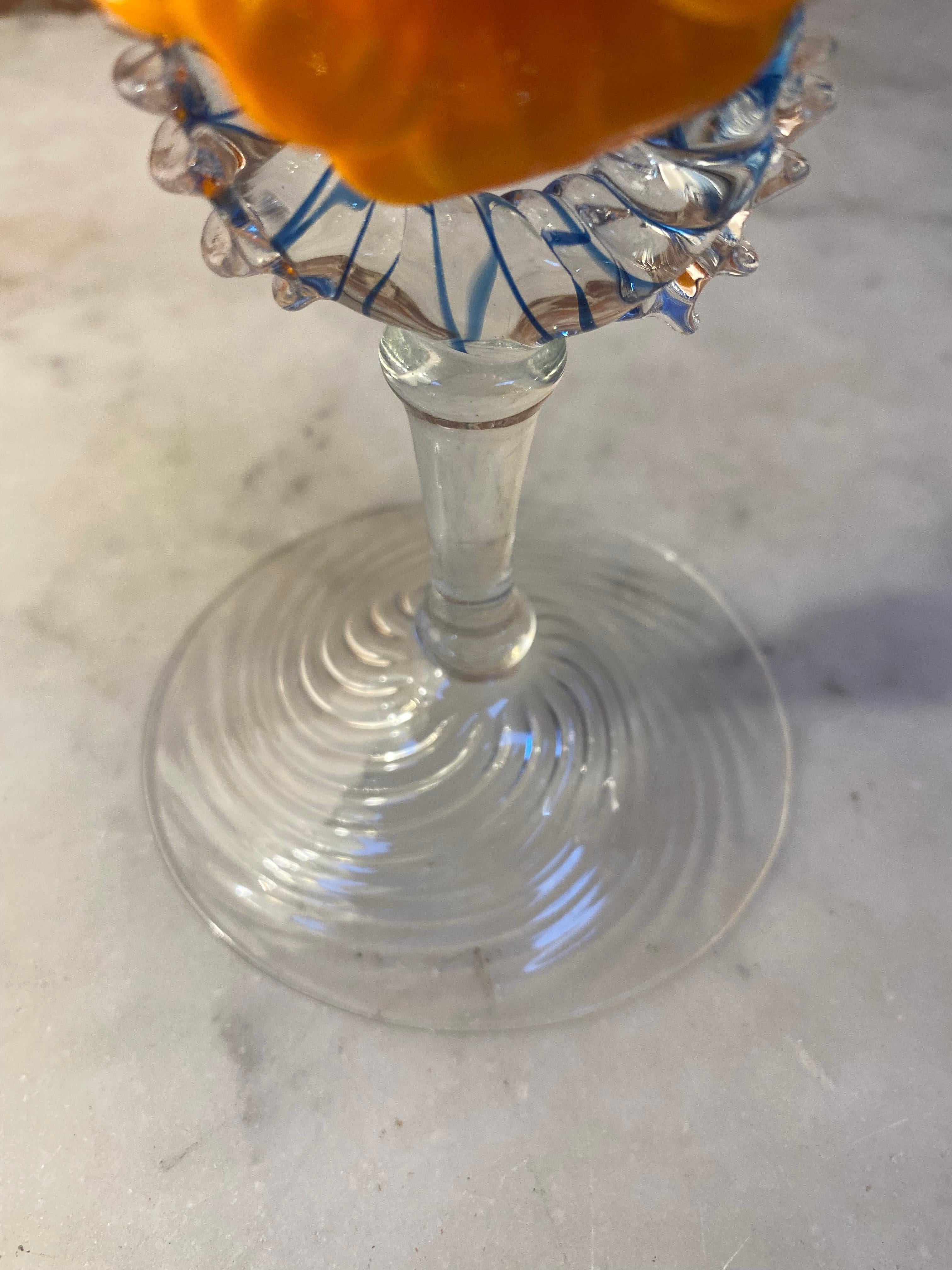 Late 20th Century Italian Handcrafted Chalice in Blown Murano Glass 1970 For Sale
