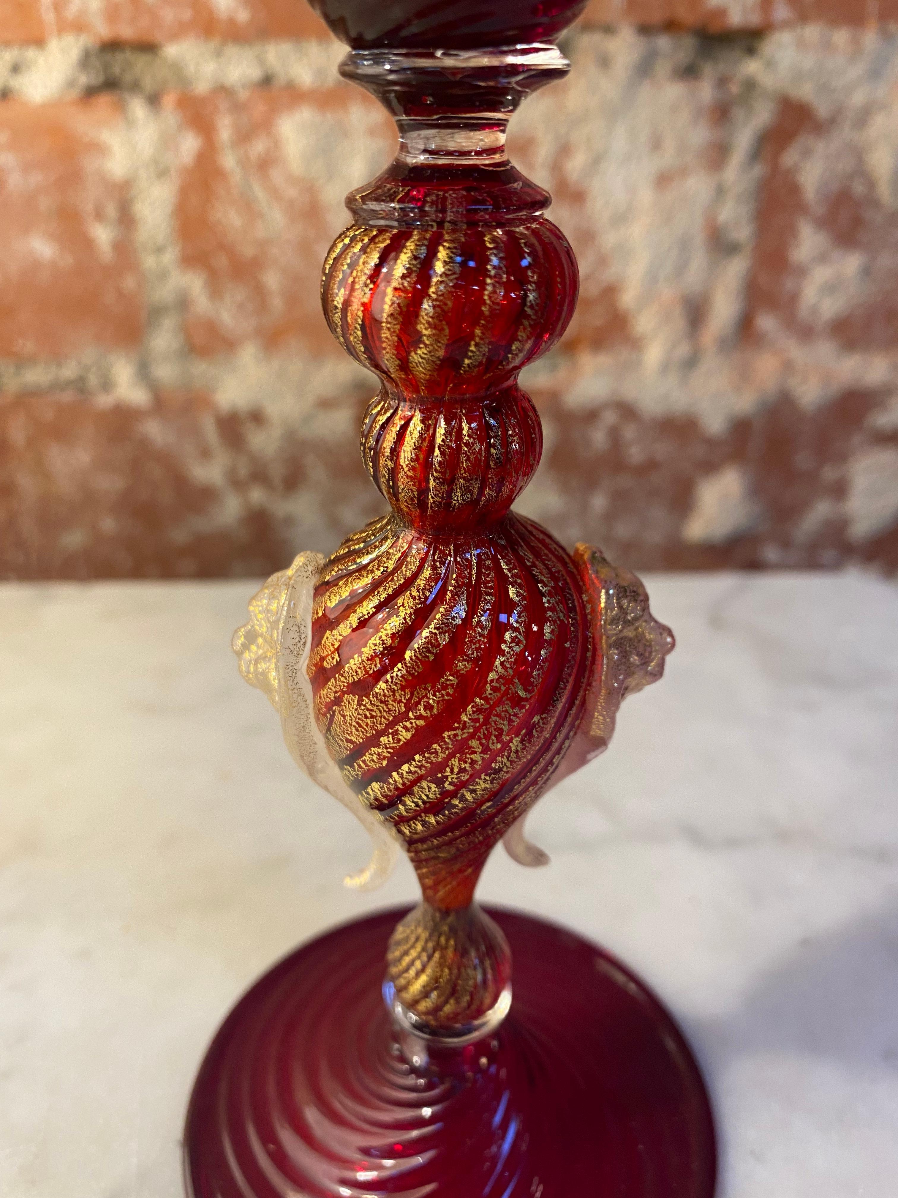 Italian Handcrafted Chalice in Blown Murano Glass 1970s In Good Condition For Sale In Los Angeles, CA