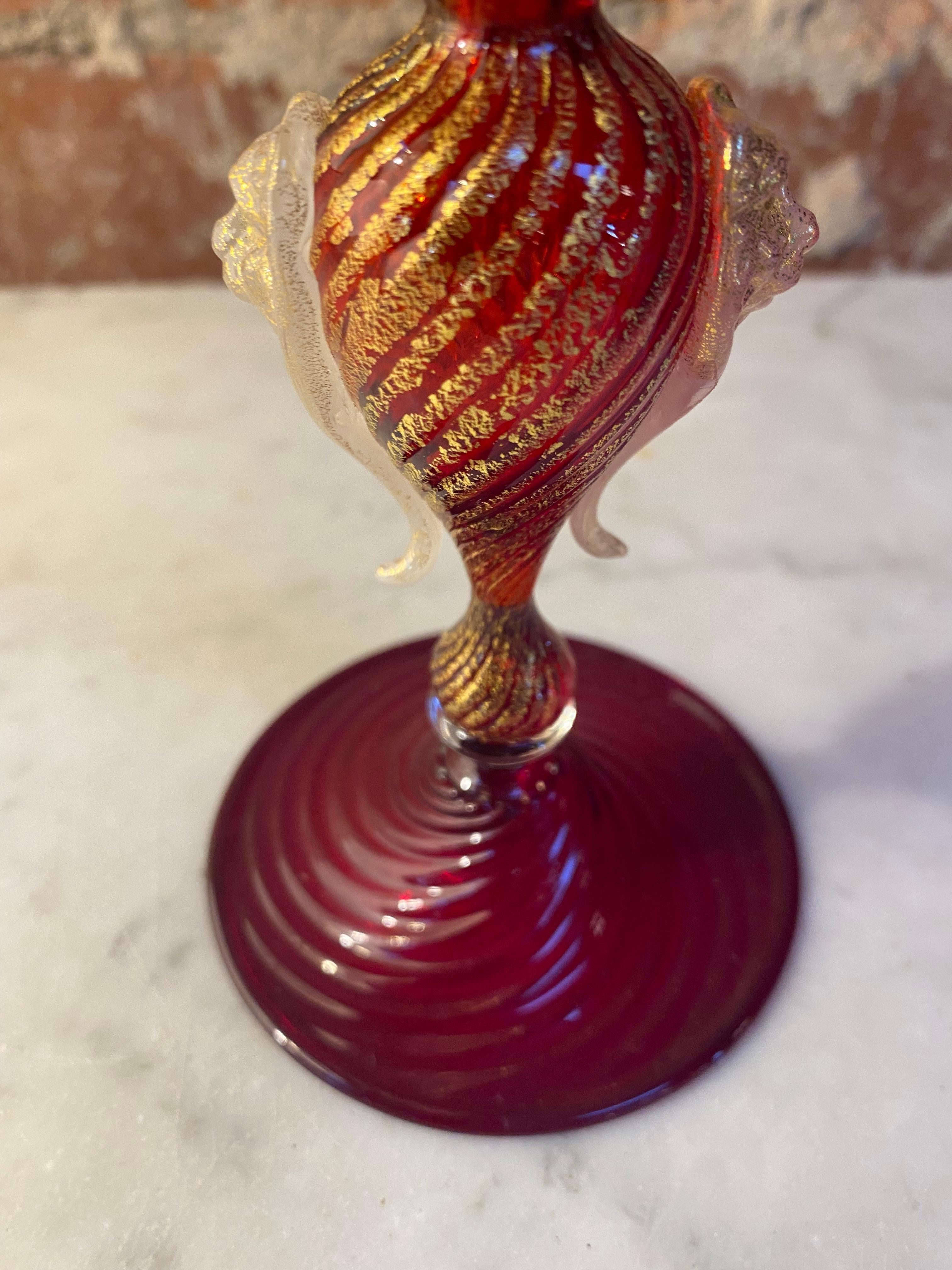 Late 20th Century Italian Handcrafted Chalice in Blown Murano Glass 1970s For Sale