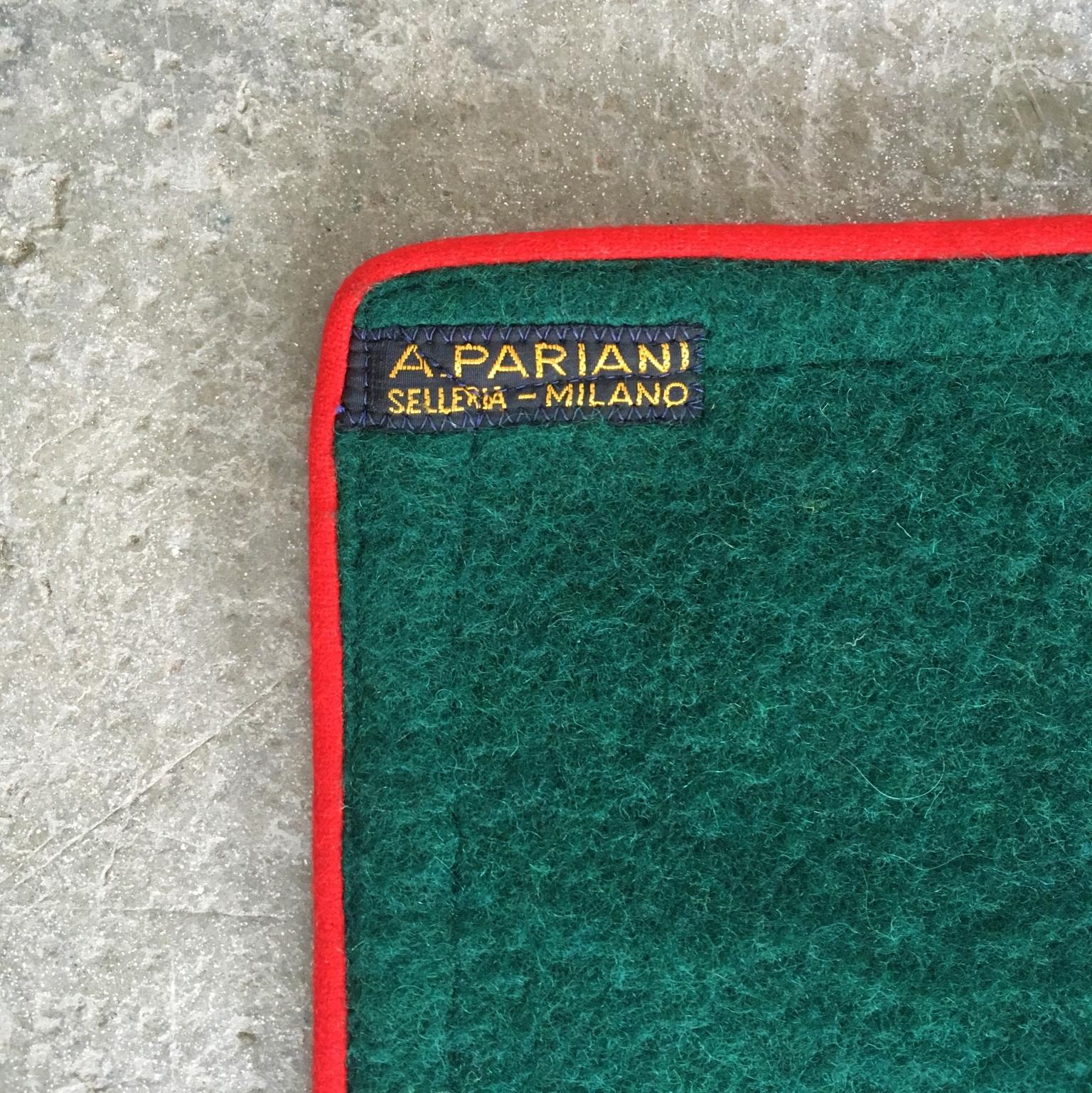 Italienische handgefertigte grüne Deckendecke mit Pferdemotiv aus Wolle und Leder Selleria Pariani 1980 (Moderne der Mitte des Jahrhunderts) im Angebot