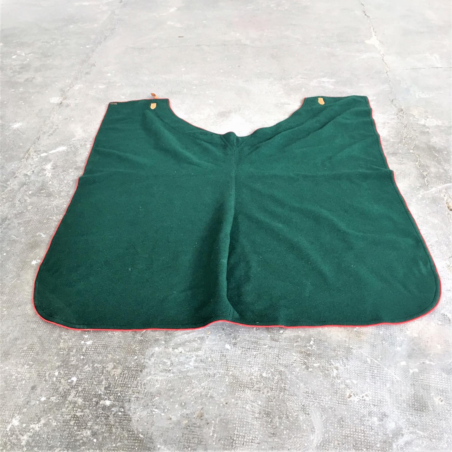 Italian Handcrafted Green Blanket Horse Throw Wool Leather Selleria Pariani 1980 For Sale 3