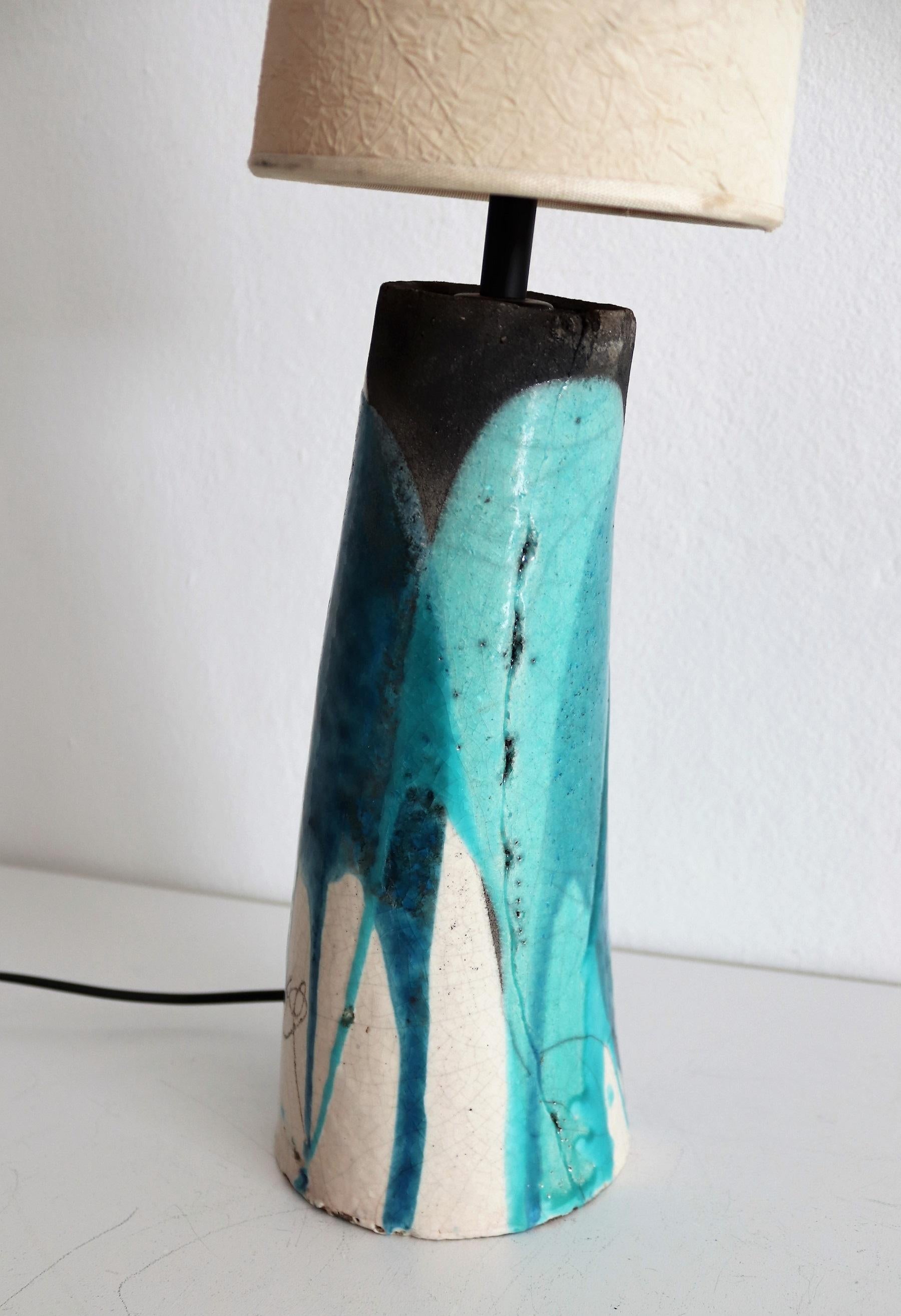 Italian Handcrafted Midcentury Table Lamp in Ceramic, 1970s In Good Condition In Morazzone, Varese
