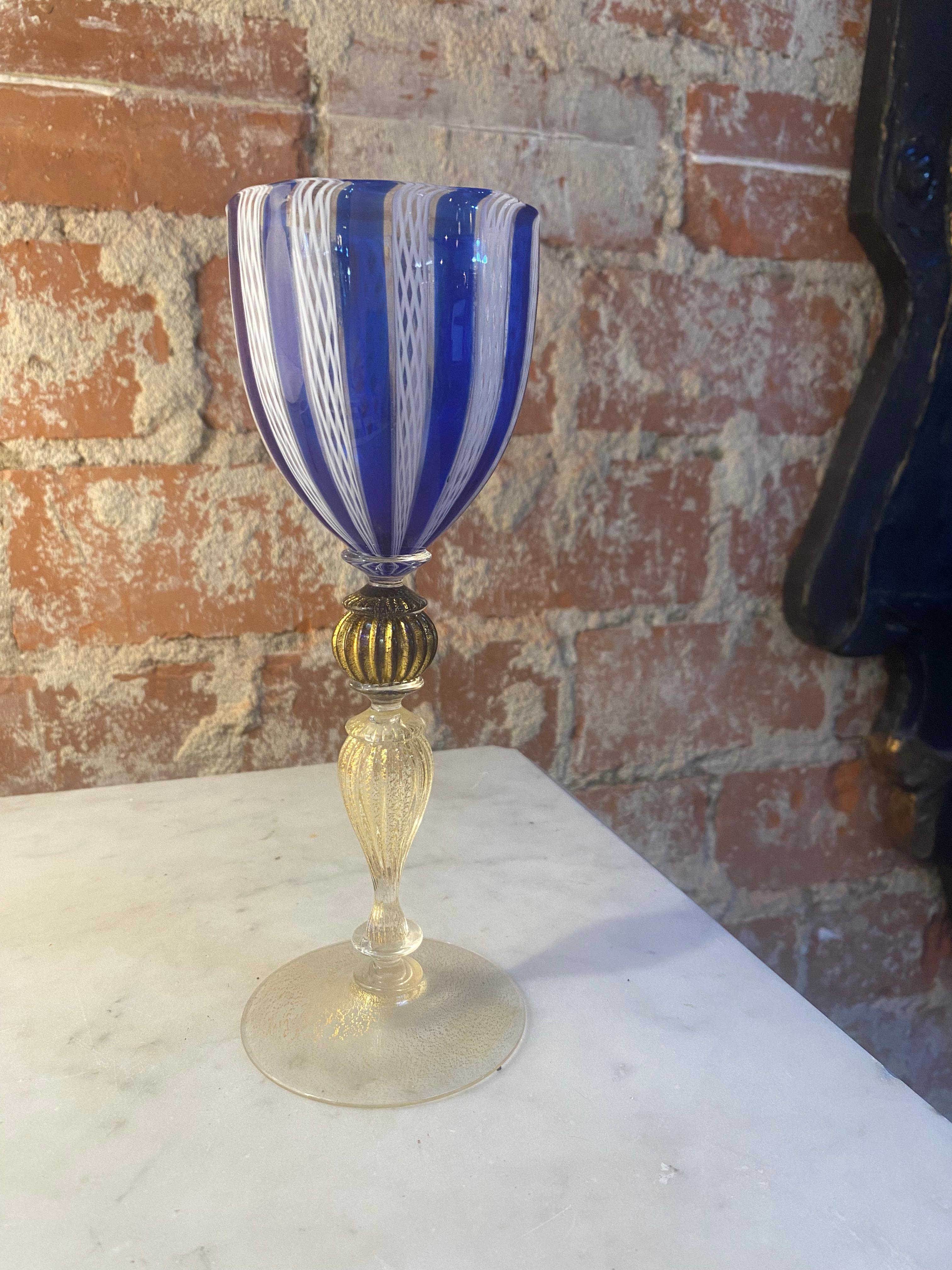 Mid-Century Modern Italian Handcrafted Murano Blue Glass 1970s For Sale