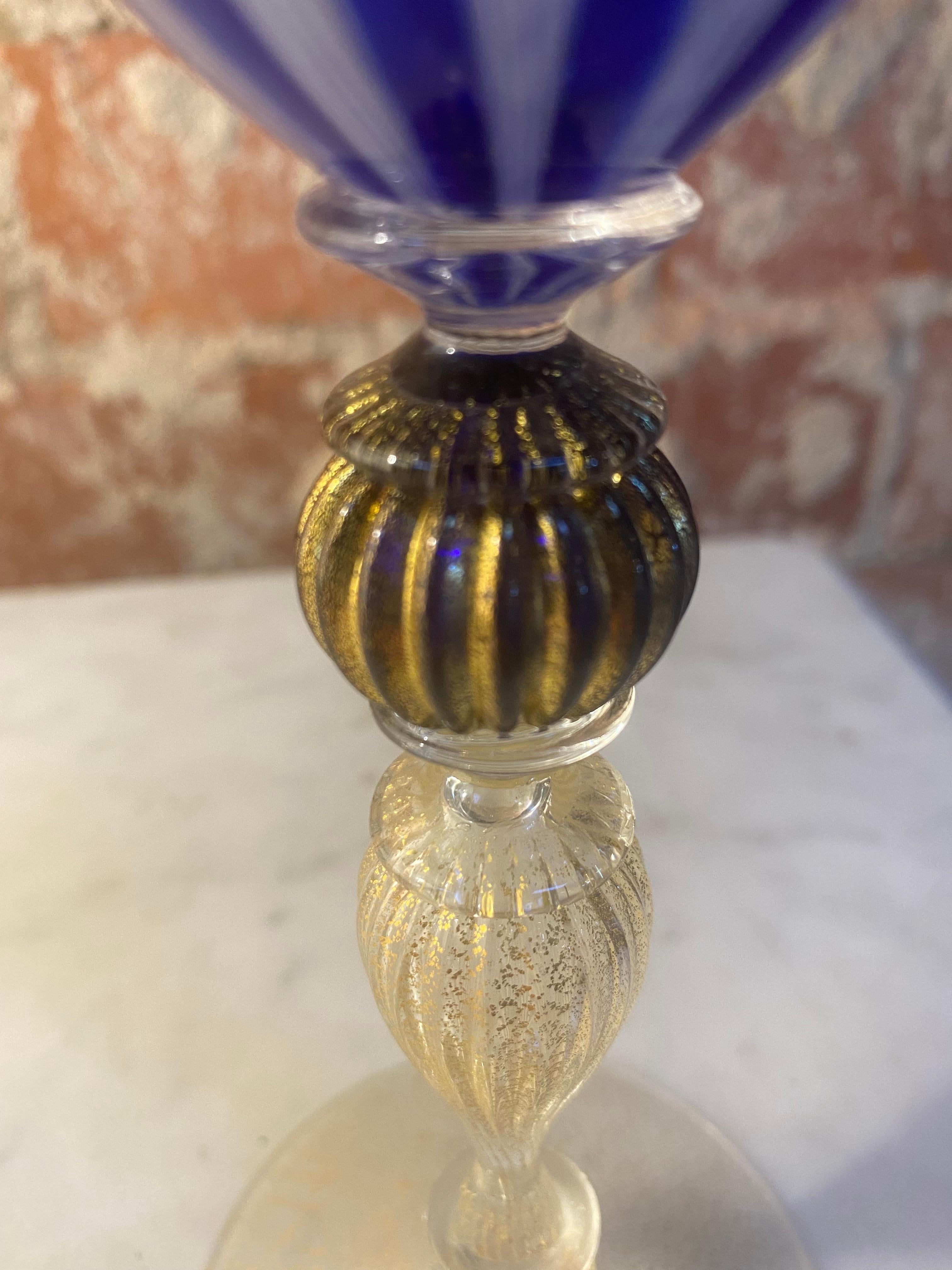 Late 20th Century Italian Handcrafted Murano Blue Glass 1970s For Sale