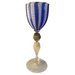 Retro Italian Handcrafted Murano Blue Glass 1970s