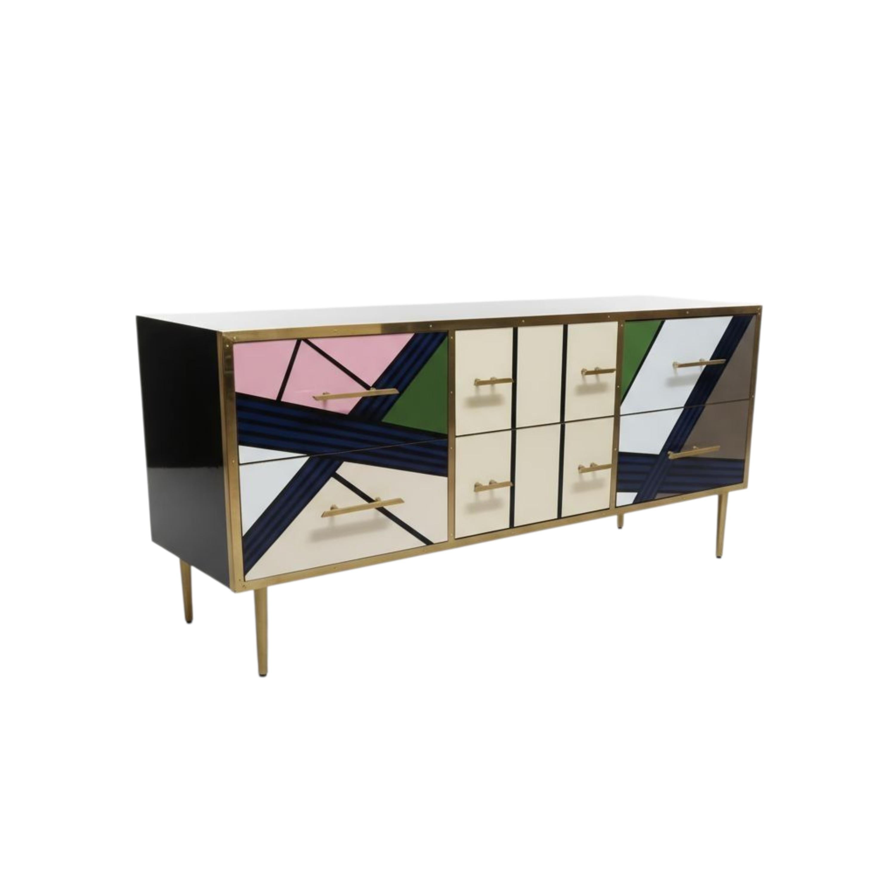 Commode italienne en verre de Murano et en laiton fabriquée à la main par Justfurnituress en vente 5