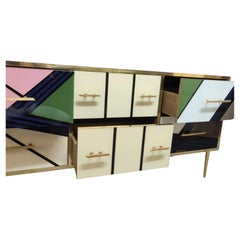 Italian Handcrafted Murano Glass and Brass Chest of Drawers by Justfurnituress