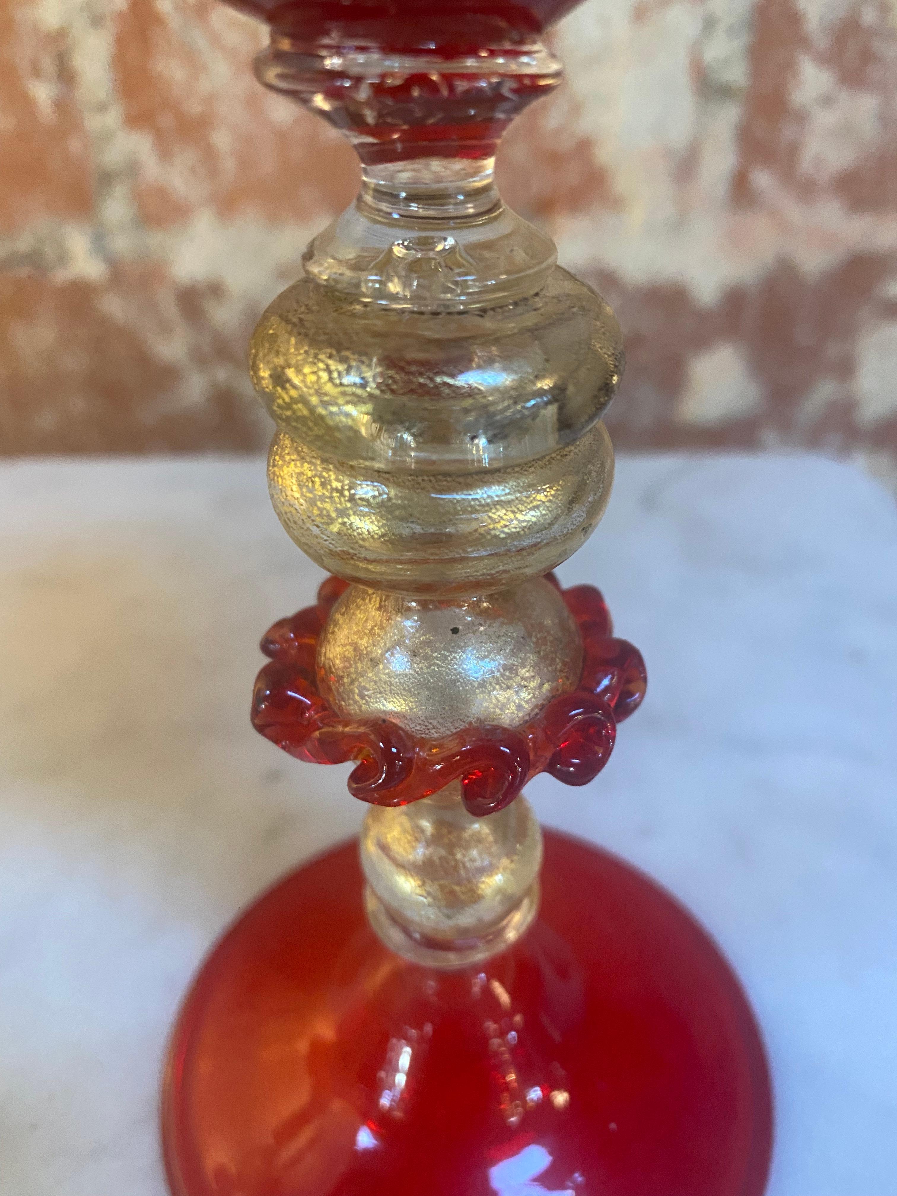Mid-Century Modern Italian Handcrafted Murano Red Glass 1970s For Sale