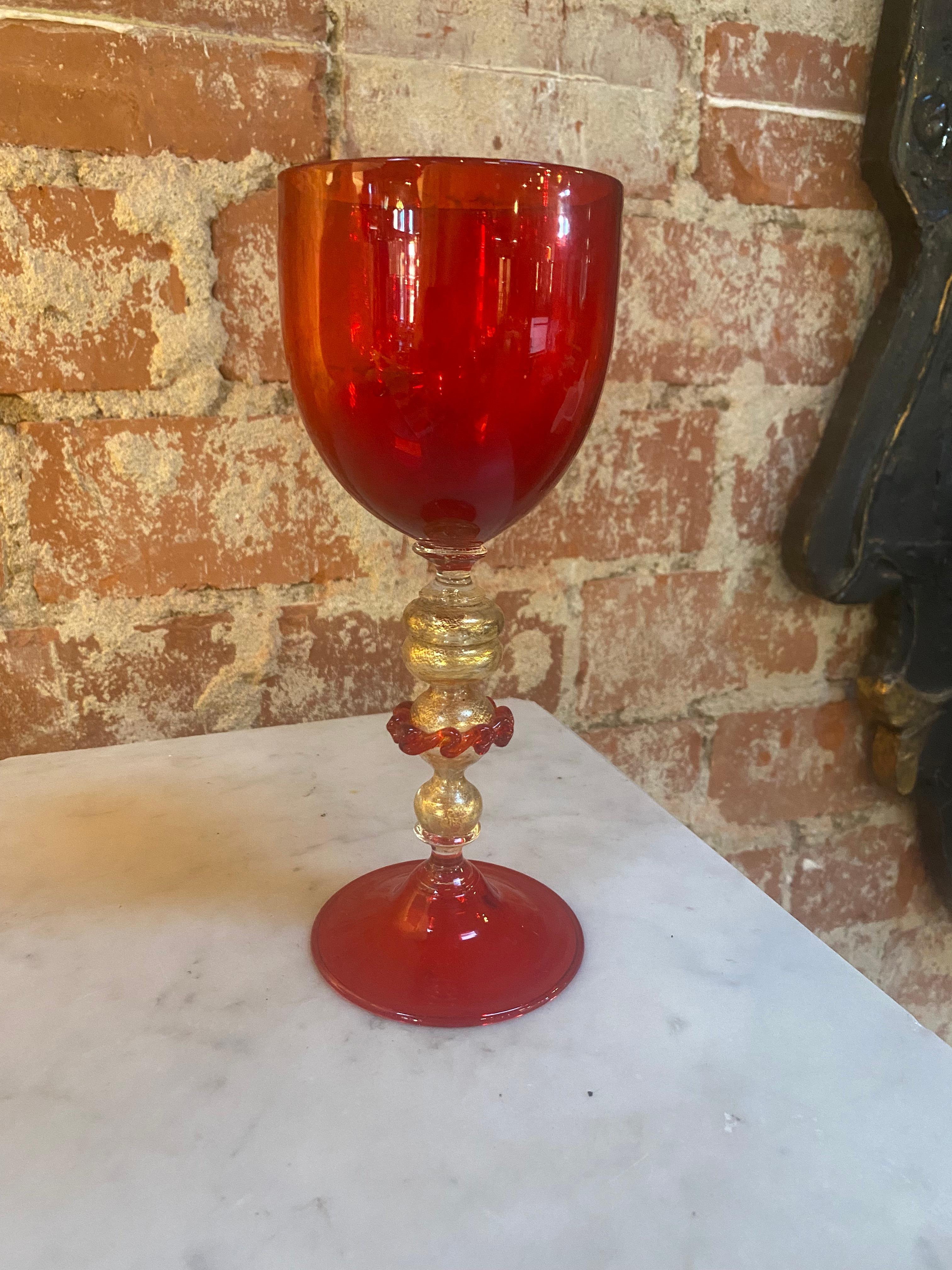 Murano Glass Italian Handcrafted Murano Red Glass 1970s For Sale