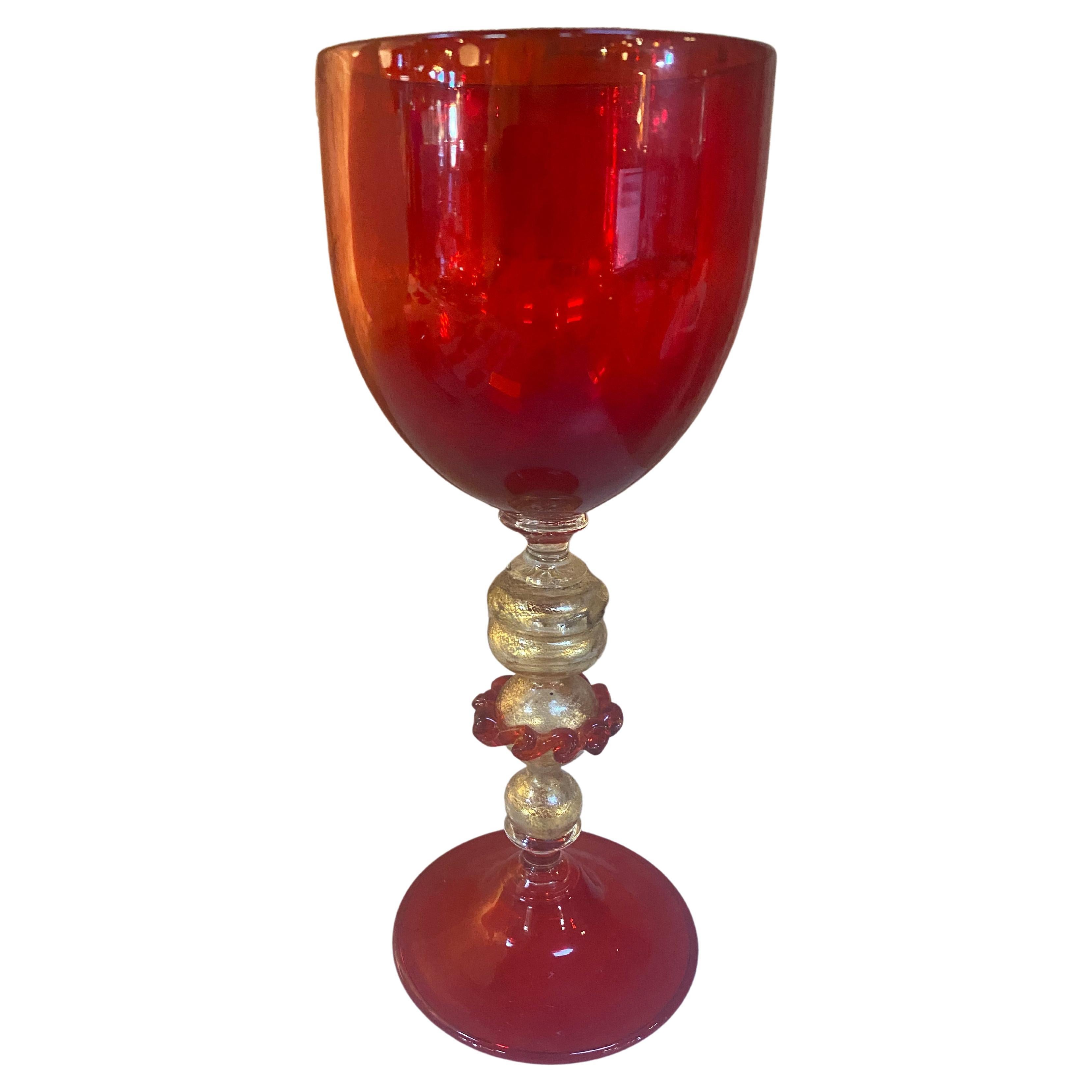 Italian Handcrafted Murano Red Glass 1970s For Sale
