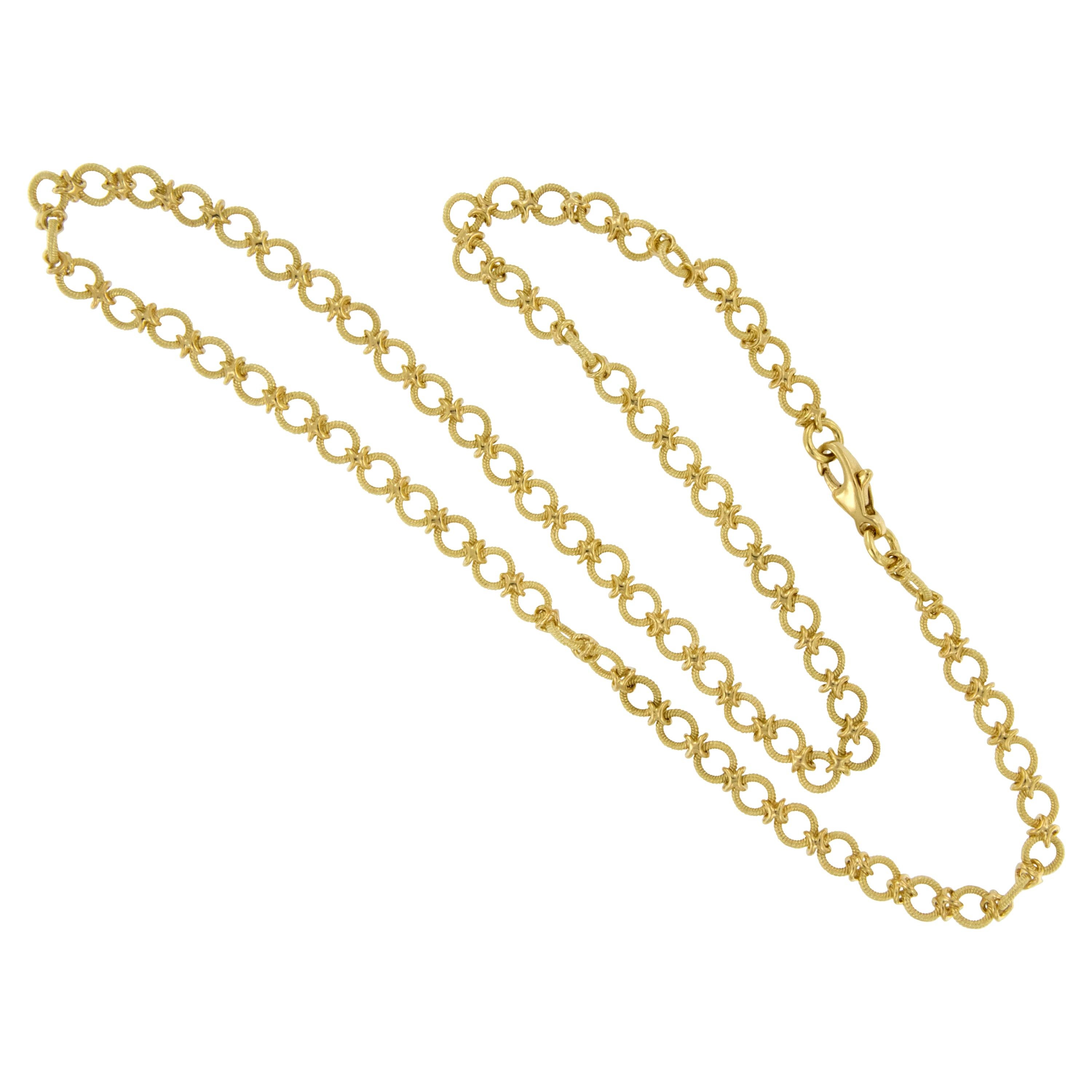 Italian "Handmade" 18 Karat Yellow Gold Chain Link Necklace