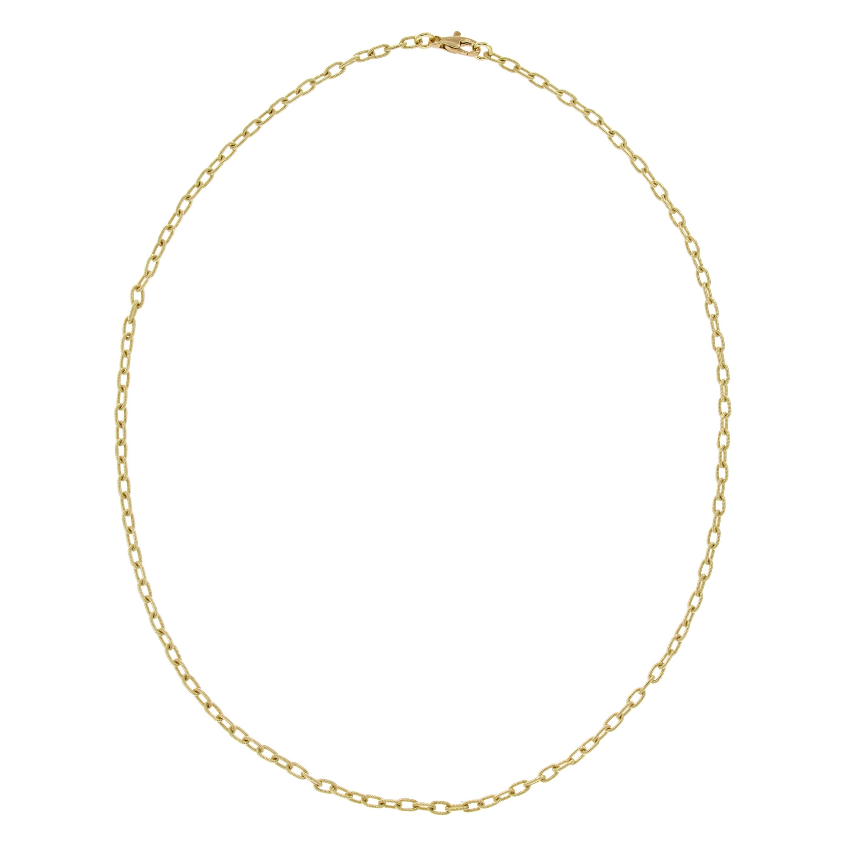 Italian "Handmade" 18 Karat Yellow Gold Chain Link Necklace