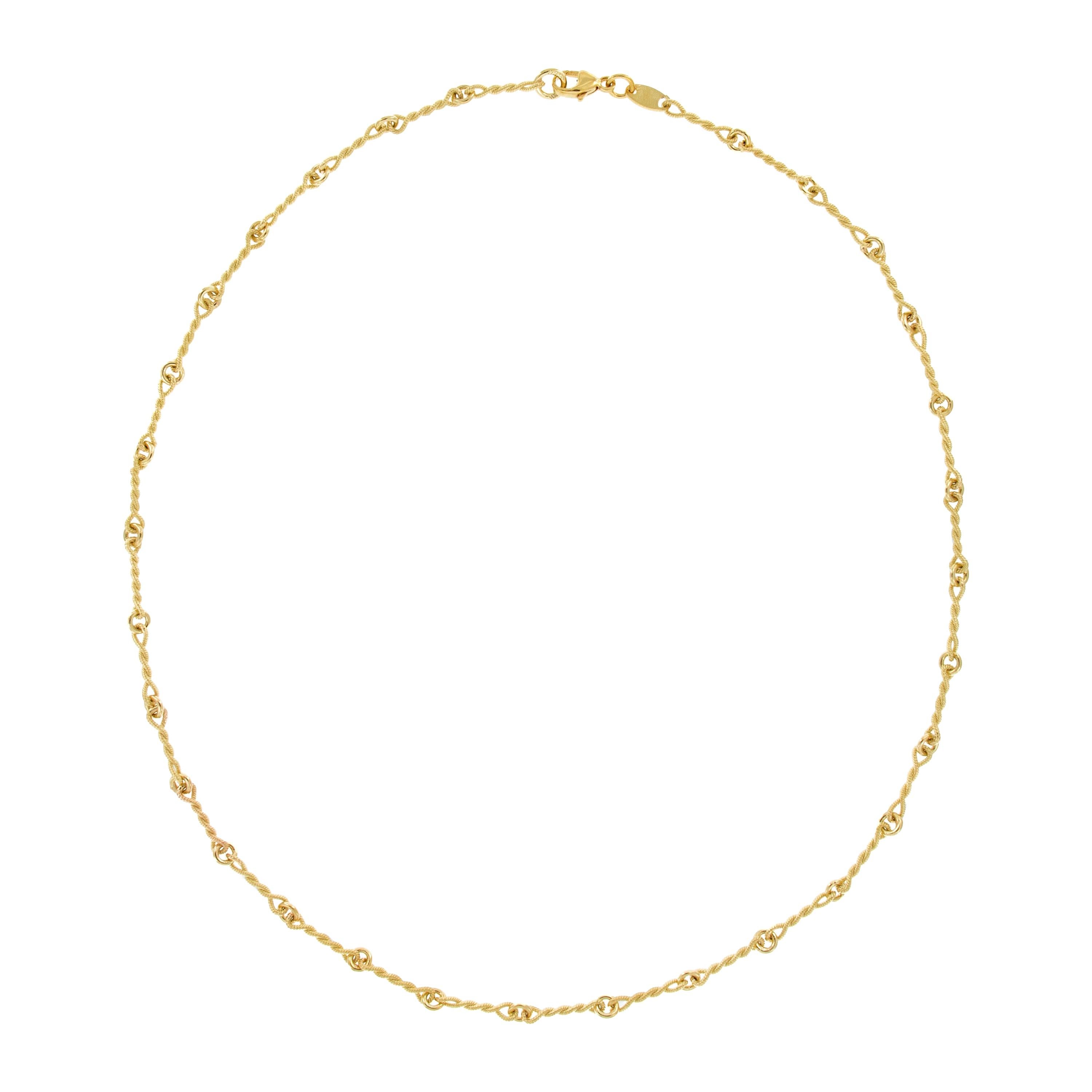 Italian "Handmade" 18 Karat Yellow Gold Chain Link Necklace