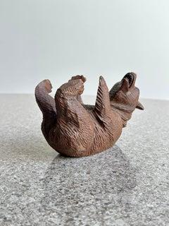 Italian Handmade Bear Wood Sculpture by Bern