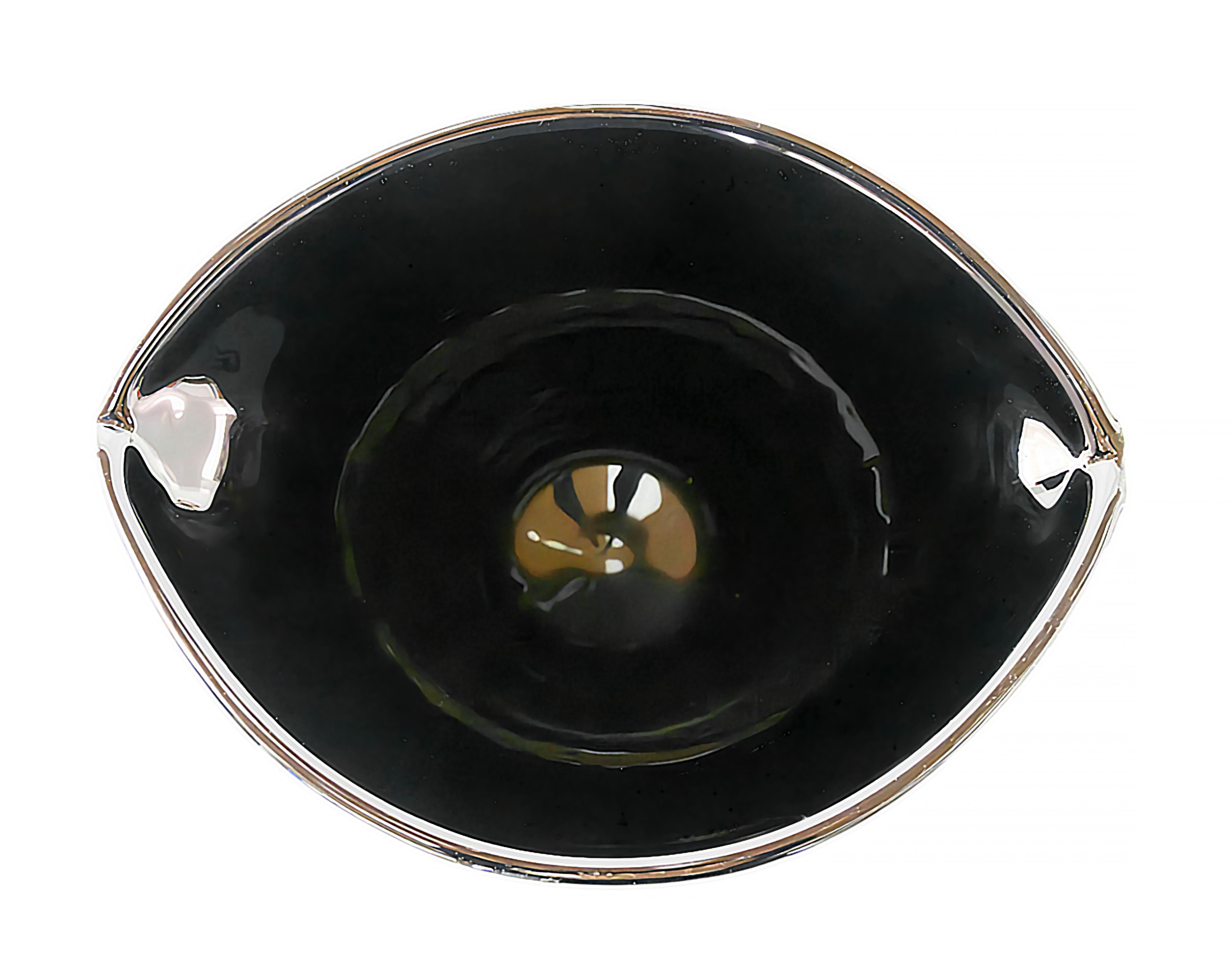 Italian Handmade Black and Gold Murano Glass Vase For Sale 2