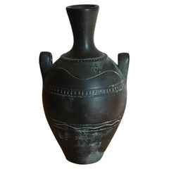 Italienische einzigartige schwarze Amphore/Vase aus Keramik von G. Angeloni, Gubbio