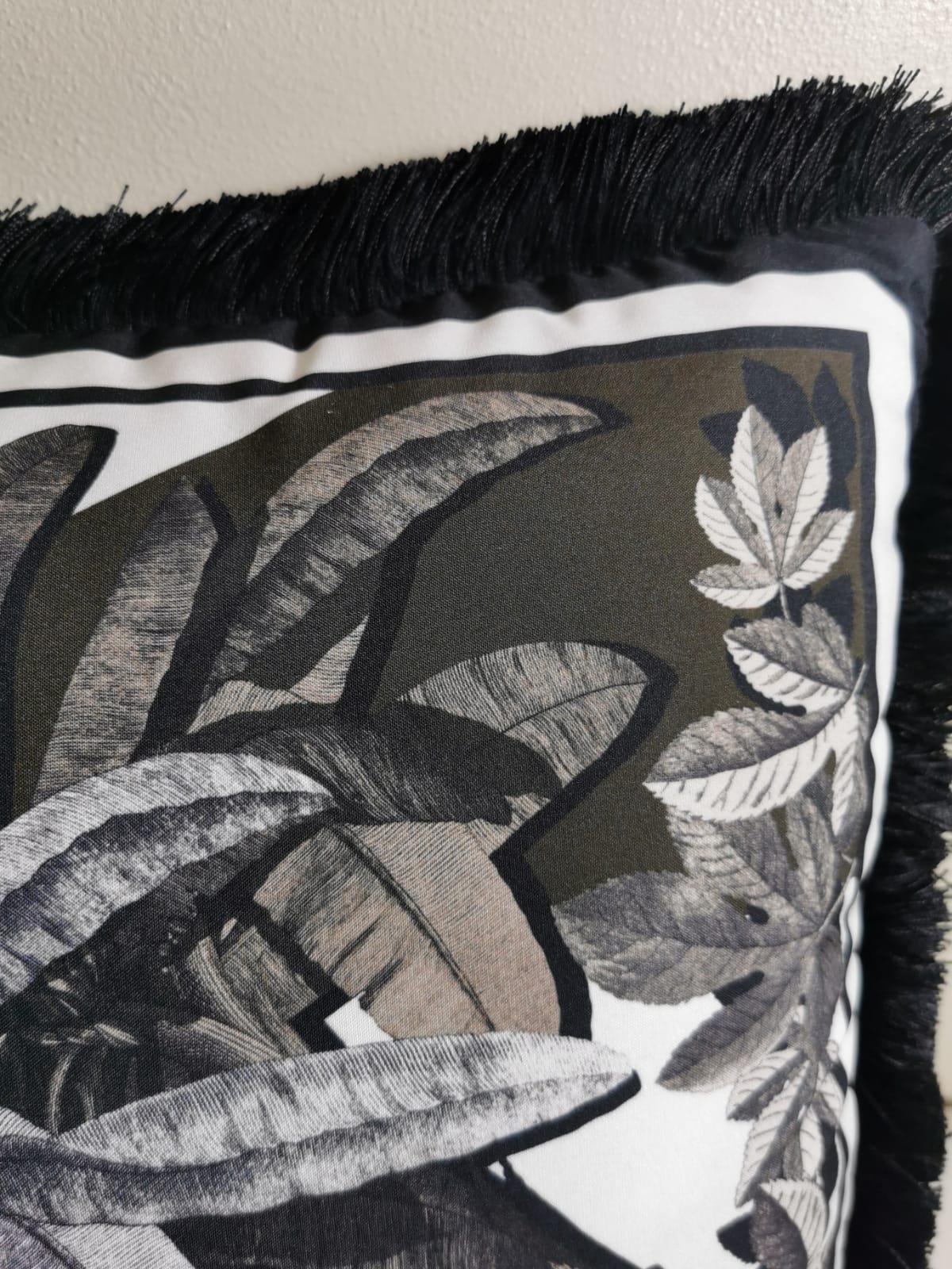Polyester Italian Handmade Contemporary Style Black and Wild Collection Pillow 1 of 3 For Sale